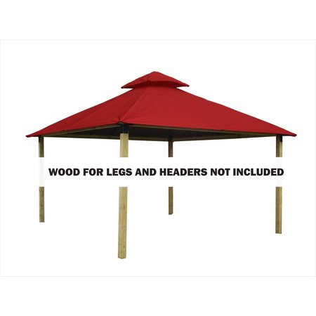 ACACIA 12 sq. ft. Gazebo Roof Framing & Mounting Kit with China Red Outdura Canopy AGOK12- CHINA RED